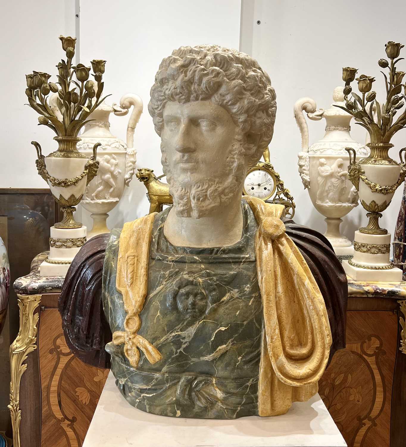 AFTER THE ANTIQUE: A LIFE-SIZE BUST OF ROMAN EMPEROR LUCIUS AELIUS