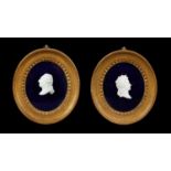 A PAIR OF 18TH CENTURY SEVRES PORCELAIN PLAQUES OF LOUIS XVI AND MARIE ANTOINETTE