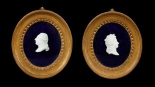 A PAIR OF 18TH CENTURY SEVRES PORCELAIN PLAQUES OF LOUIS XVI AND MARIE ANTOINETTE