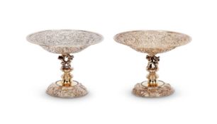 A PAIR OF SILVER GILT TAZZE, GERMAN, 19TH CENTURY