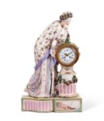 THE SHELTON ABBEY CLOCK: A LARGE 19TH CENTURY DRESDEN PORCELAIN CLASSICAL STYLE CLOCK