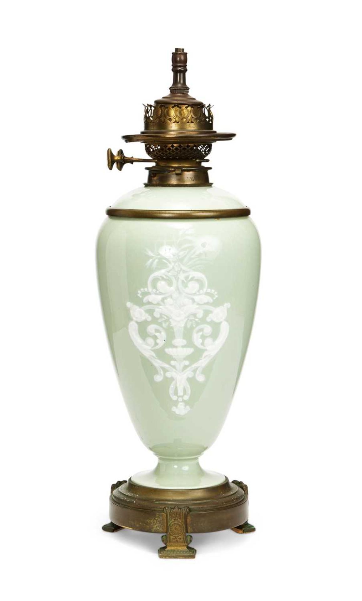 A LATE 19TH CENTURY CELADON PATE SUR PATE PORCELAIN LAMP BASE BY JAMES HINKS - Image 2 of 2