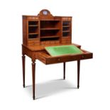 A 19TH CENTURY MAHOGANY AND SATINWOOD INLAID BONHEUR DU JOUR