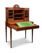 A 19TH CENTURY MAHOGANY AND SATINWOOD INLAID BONHEUR DU JOUR