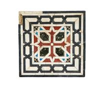 A SMALL 15TH / 17TH CENTURY GEOMETRIC POLYCHROME MARBLE MOSAIC PANEL, MAMLUK OR OTTOMAN