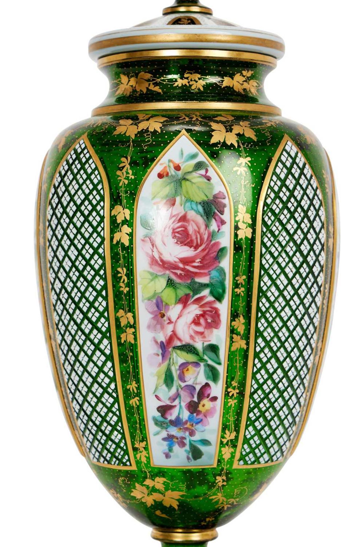 A FINE 19TH CENTURY BOHEMIAN CUT, FLASHED AND OVERLAY GLASS VASE AND COVER - Image 2 of 2