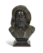 A FINE 19TH CENTURY BRONZE BUST OF AN ARAB MAN