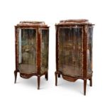 A PAIR OF 19TH CENTURY FRENCH ORMOLU MOUNTED, KINGWOOD VITRINES