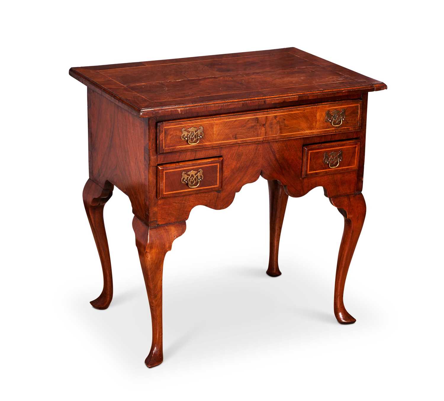 AN 18TH CENTURY WALNUT AND FRUITWOOD STRUNG LOWBOY