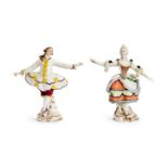 A PAIR OF 19TH CENTURY LUDWIGSBURG PORCELAIN FIGURES OF DANCERS