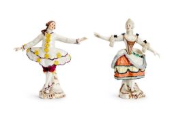 A PAIR OF 19TH CENTURY LUDWIGSBURG PORCELAIN FIGURES OF DANCERS