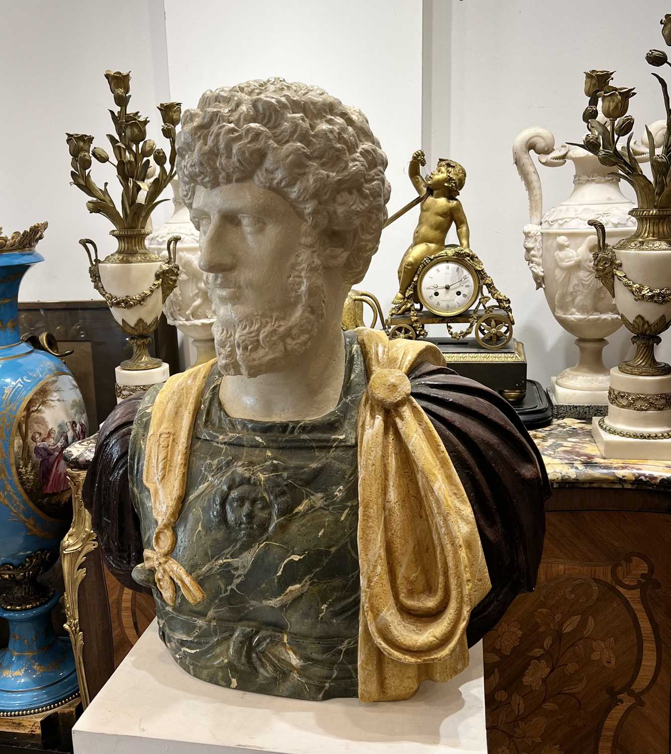 AFTER THE ANTIQUE: A LIFE-SIZE BUST OF ROMAN EMPEROR LUCIUS AELIUS - Image 2 of 5