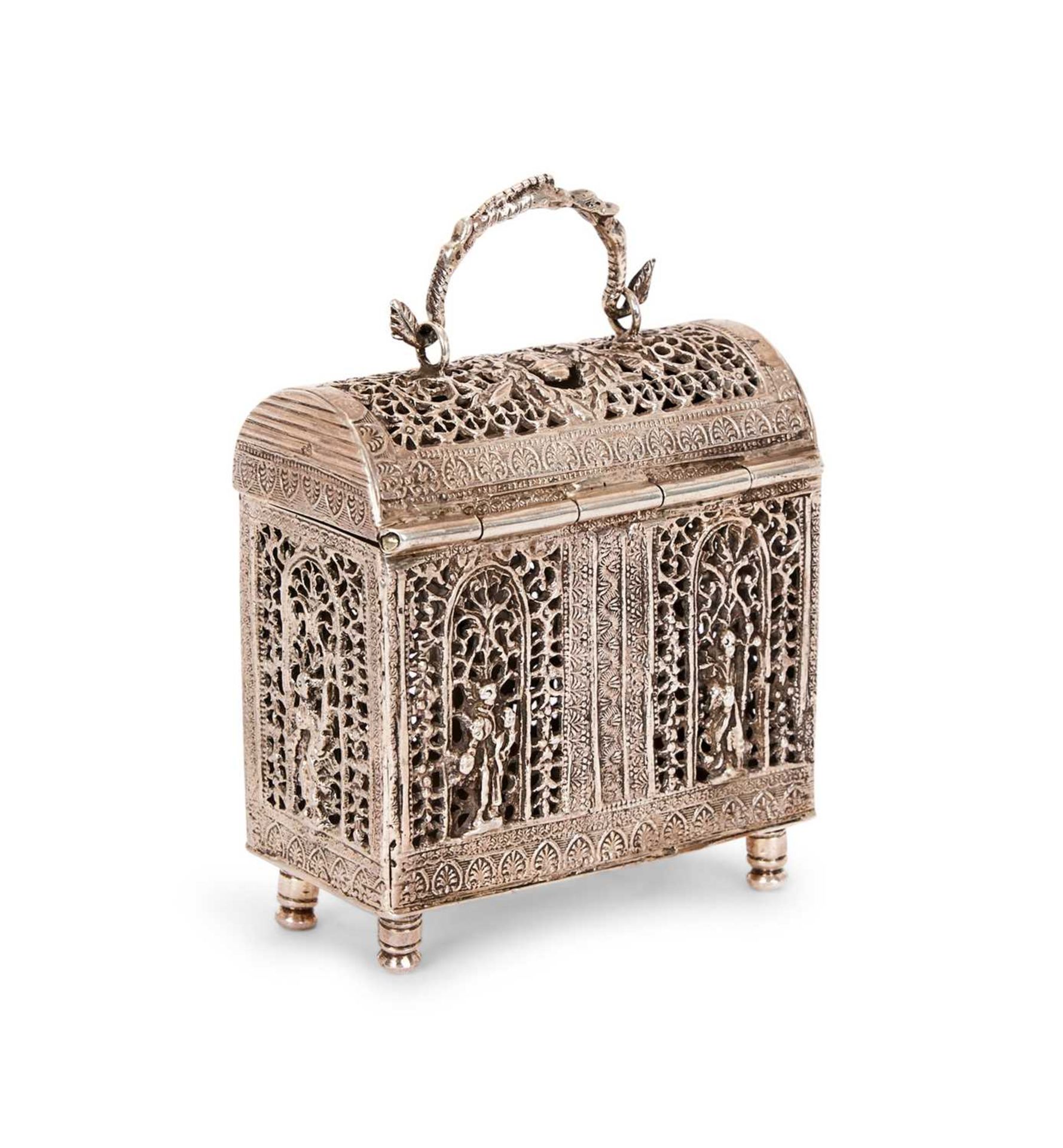 A LATE 19TH CENTURY DUTCH SILVER MINIATURE CASKET IN THE RENAISSANCE REVIVAL STYLE - Image 2 of 2