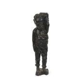 A LATE 19TH CENTURY SOLID EBONY CARVED ABOLITIONIST FIGURE OF A SLAVE WOMAN