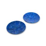 A PAIR OF LAPIS LAZULI CIRCULAR DISHES