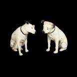 A PAIR OF EARLY 20TH CENTURY PAINTED CAST IRON ADVERTISING MODELS OF THE HMV DOG 'NIPPER'