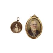 A LATE 19TH CENTURY MEMENTO MORI LOCKET TOGETHER WITH ANOTHER