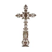 AN EARLY 20TH CENTURY FRENCH CAST IRON CRUCIFIX