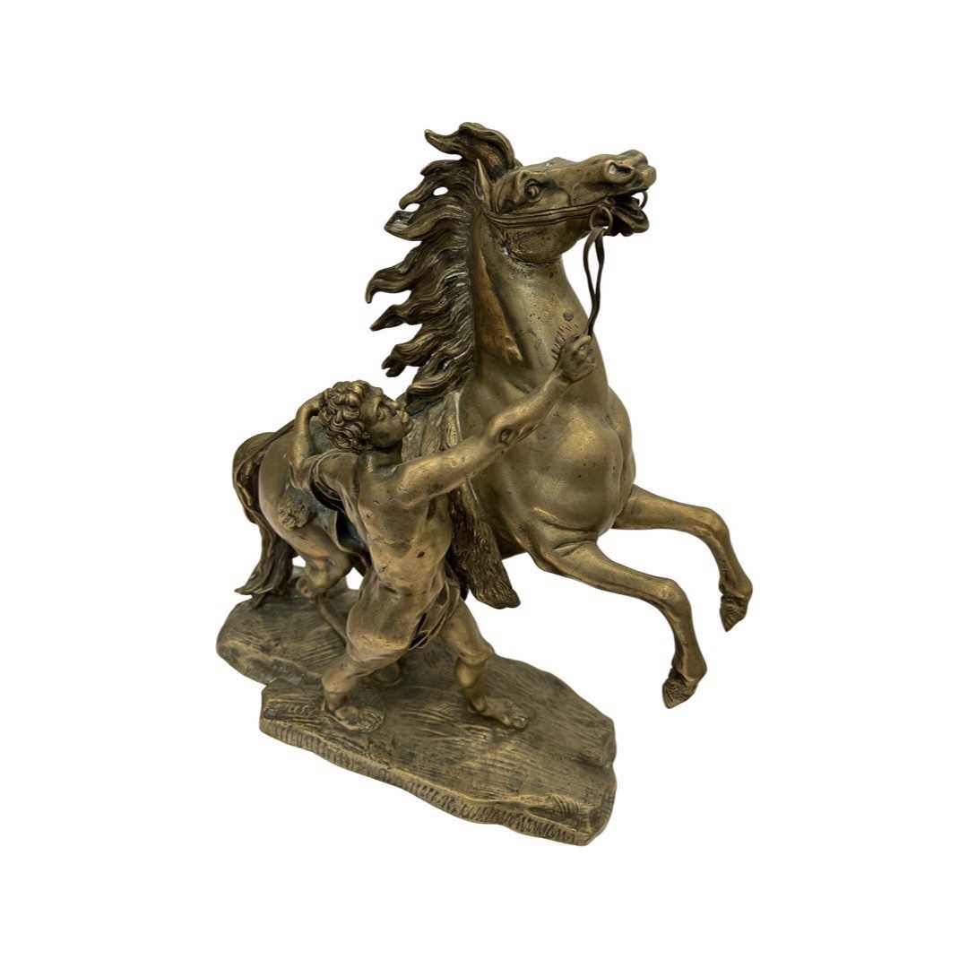A PAIR OF 19TH CENTURY BRONZE MODELS OF THE MARLEY HORSES AFTER COUSTOU (FRENCH, 1677-1746) - Image 5 of 5