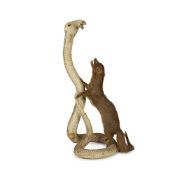 A TAXIDERMY BATTLING MONGOOSE AND COBRA SNAKE, EARLY 20TH CENTURY
