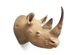 A PAINTED CAST OF A BLACK RHINOCEROS BY SIMON 'THE STUFFA' WILSON