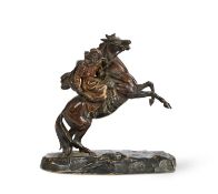 ANTON CHOTKA (1878-1928): AN ORIENTALIST BRONZE GROUP OF AN ARAB ON HORSEBACK