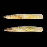 THREE HIPPO TUSKS: A PAIR OF EARLY 20TH CENTURY TUSKS TOGETHER WITH ANOTHER