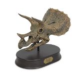 A MODEL OF A TRICERATOPS DINOSAUR SKULL