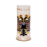 A MASSIVE GERMAN IMPERIAL EAGLE ENAMELLED GLASS BEAKER DATED 1624