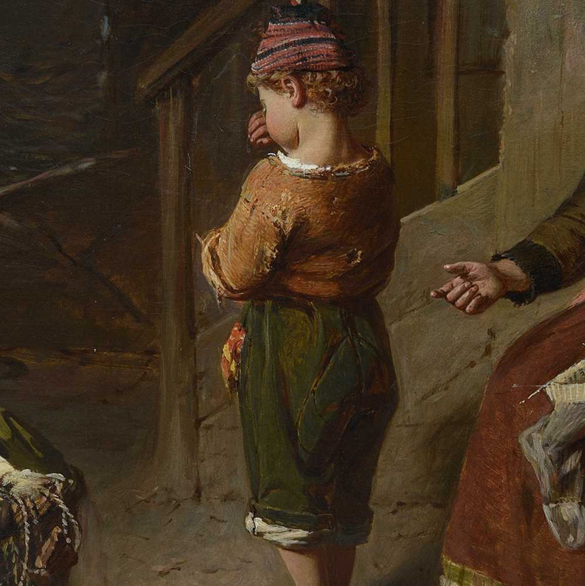 A LARGE 19TH CENTURY CONTINENTAL GENRE PAINTING OF A MOTHER AND CHILDREN - Bild 9 aus 10