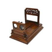 A 19TH CENTURY MAHOGANY STEREOSCOPE SLIDE VIEWER