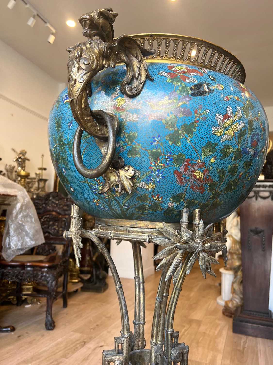 MAISON MARNYHAC: A 19TH CENTURY FRENCH JAPONISME JARDINIERE ON STAND - Image 12 of 16