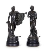 CIRCLE OF ZOFFOLI, LATE 18TH OR EARLY 19TH CENTURY: A PAIR OF CLASSICAL BRONZE FIGURES