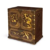 A LATE 19TH CENTURY JAPANESE GOLD LACQUERED TABLE CABINET CIRCA 1890