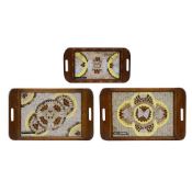 THREE FIRST HALF 20TH CENTURY BUTTERFLY WINGS TRAYS