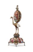 A FINE 19TH CENTURY VIENNESE ENAMEL AND SILVER TABLE CLOCK IN THE MANNER OF HERMANN RATZERSDORFER