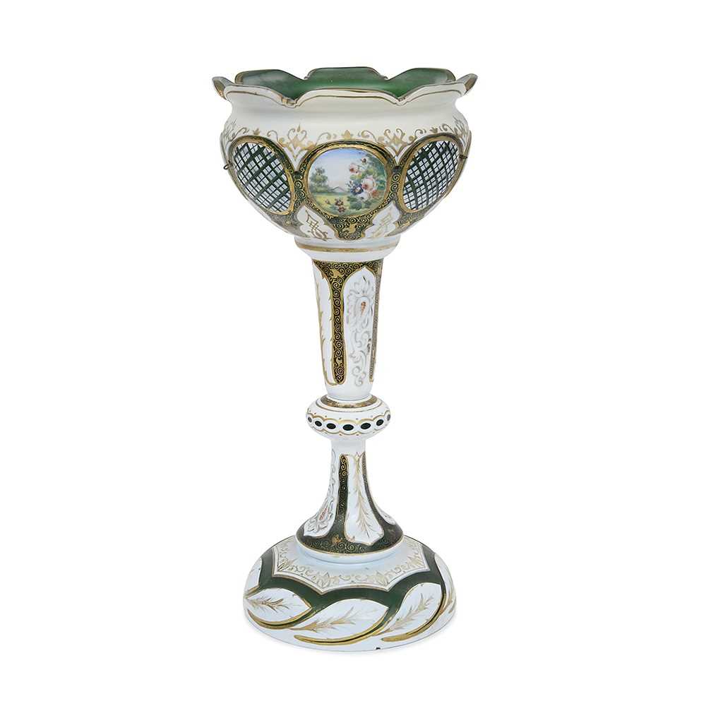 A LATE 19TH CENTURY BOHEMIAN FLASHED AND GILT DECORATED GLASS BOWL ON STAND - Image 2 of 2