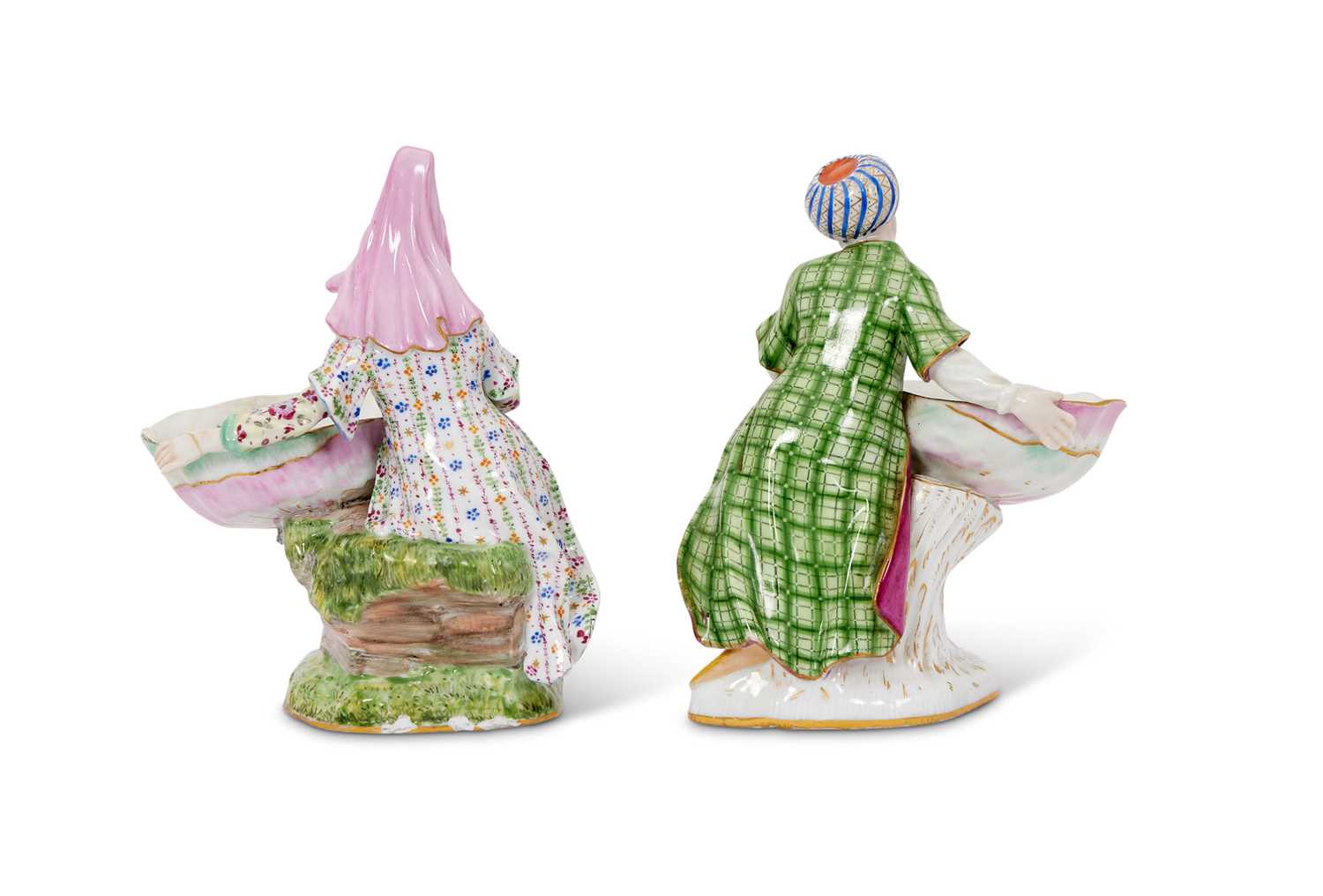 MEISSEN FOR THE OTTOMAN MARKET: A PAIR OF 18TH / 19TH CENTURY PORCELAIN FIGURAL BON BON DISHES - Image 2 of 3