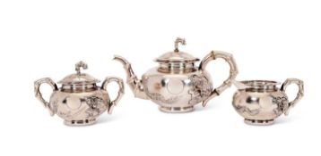 A LATE 19TH CENTURY CHINESE EXPORT SILVER TEA SET BY ZEE WO