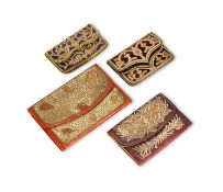 FOUR 18TH / 19TH CENTURY OTTOMAN GOLD AND SILVER THREAD EMBROIDERED BAGS