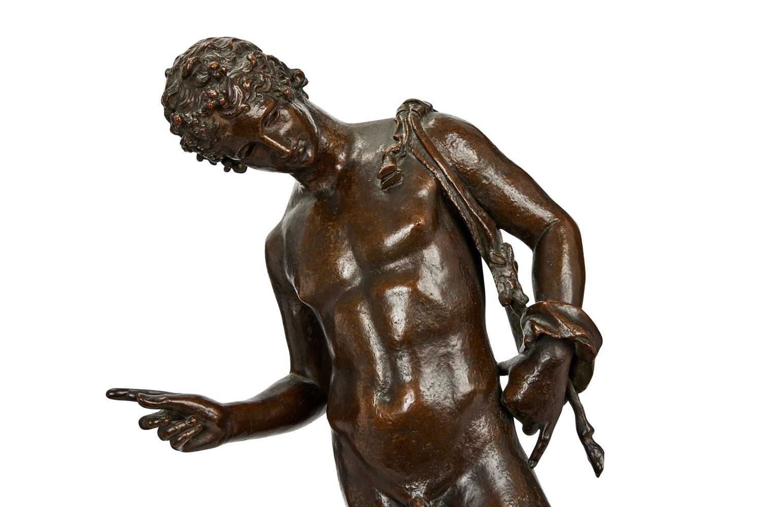 A LARGE 19TH CENTURY NEAPOLITAN BRONZE FIGURE OF NARCISSUS, AFTER THE ANTIQUE - Image 4 of 4