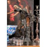 AFTER THE ANTIQUE: A 19TH CENTURY BRONZE OF THE DANCING FAUN WITH CYMBALS