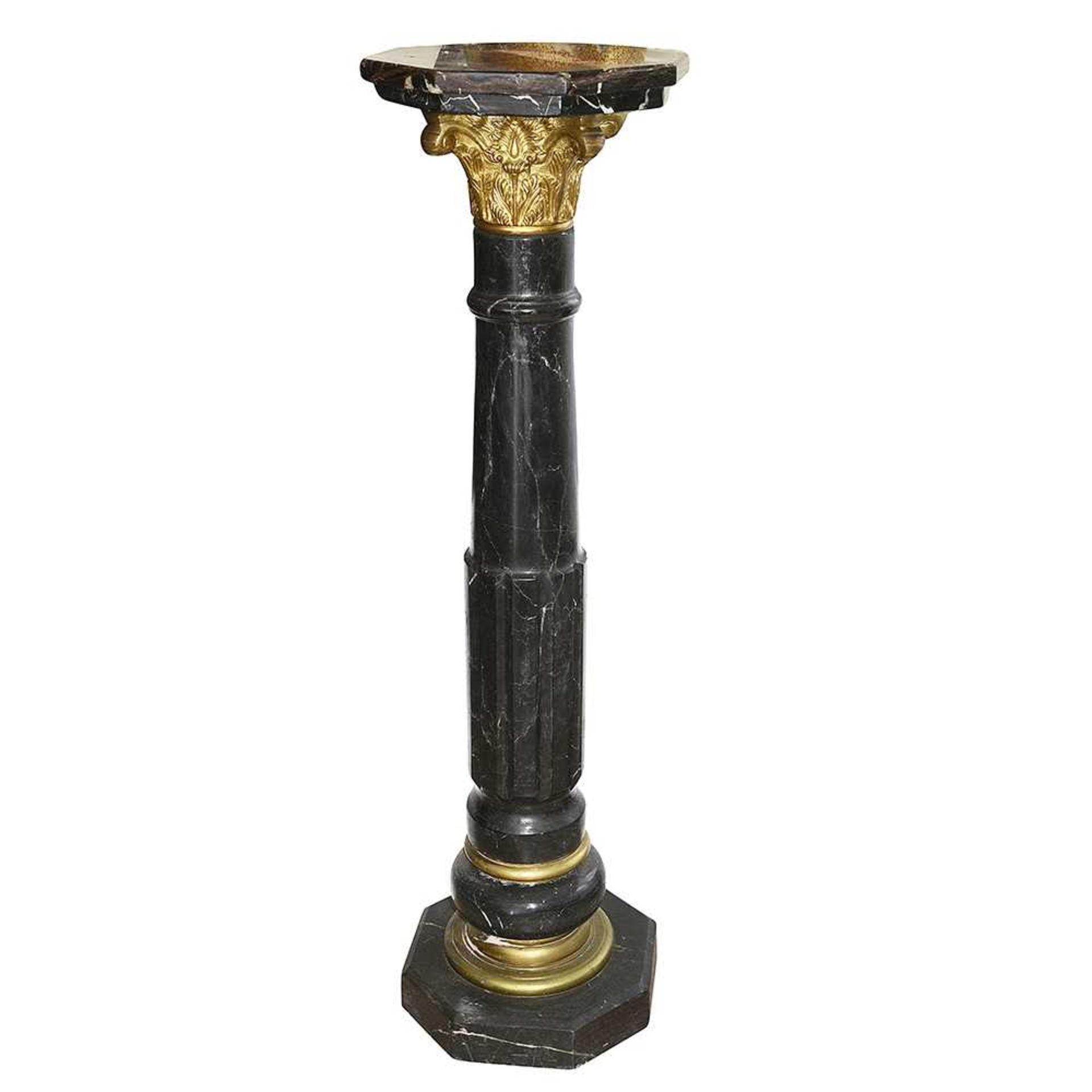 A LATE 19TH CENTURY BLACK MARBLE AND ORMOLU MOUNTED PEDESTAL
