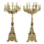 AN IMPRESSIVE PAIR OF 19TH CENTURY FLOORSTANDING CANDEALBRA BY GIUSEPPE MICHIELI