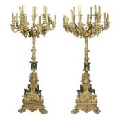 AN IMPRESSIVE PAIR OF 19TH CENTURY FLOORSTANDING CANDEALBRA BY GIUSEPPE MICHIELI