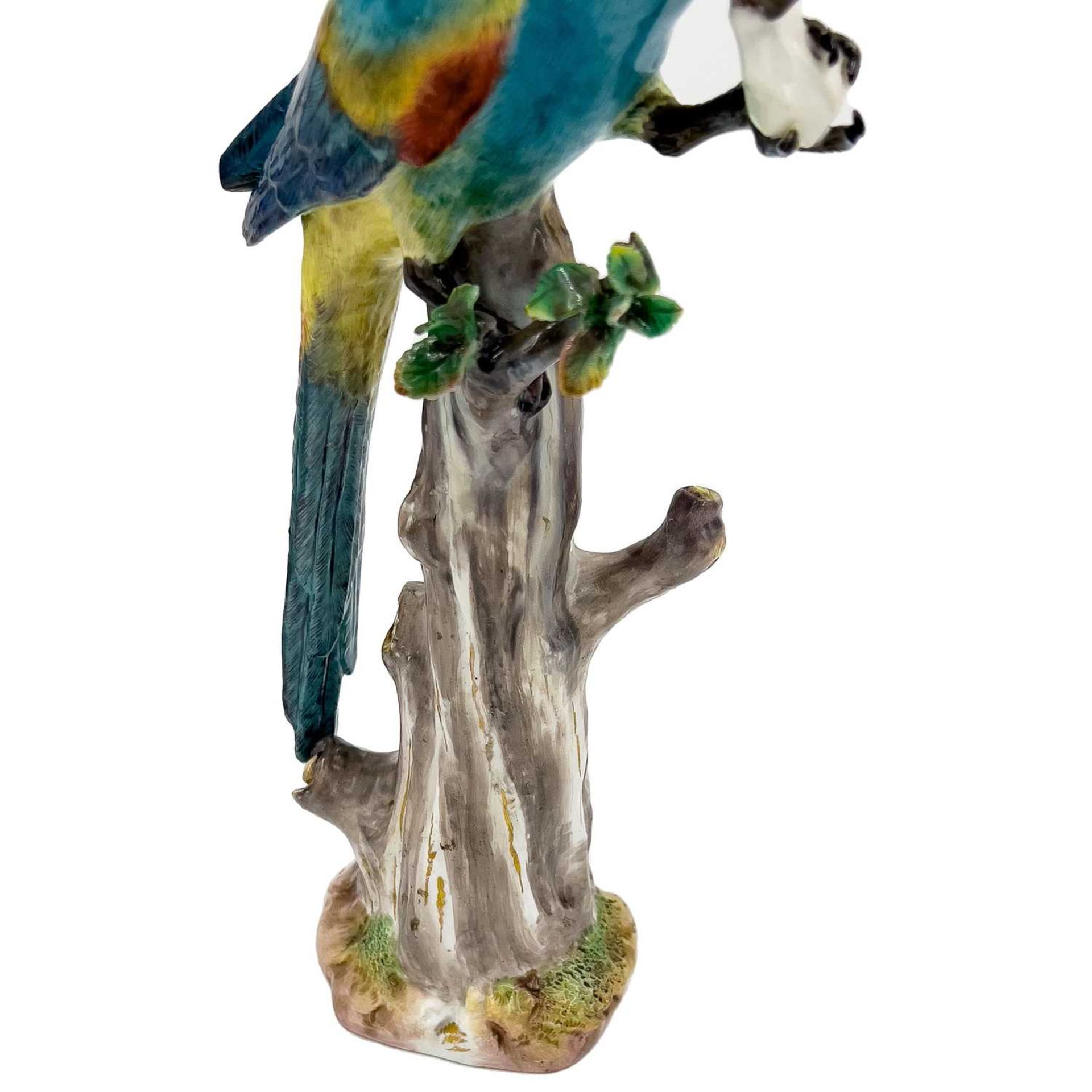 MEISSEN: A 19TH CENTURY PORCELAIN MODEL OF A PARROT EATING FRUIT - Image 4 of 7