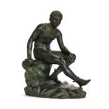 GIORGIO SOMMER, NAPOLI: A 19TH CENTURY BRONZE FIGURE OF THE SEATED MERCURY