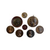 A LARGE COLLECTION OF 19TH CENTURY BRONZE, ELECTOTYPE AND BOIS DURCI PLAQUES
