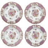 FOUR 18TH CENTURY CHINESE EXPORT FAMILLE ROSE PORCELAIN PLATES