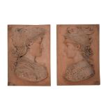 A PAIR OF RENAISSANCE STYLE TERRACOTTA RELIEFS OF ROMAN SOLDIERS